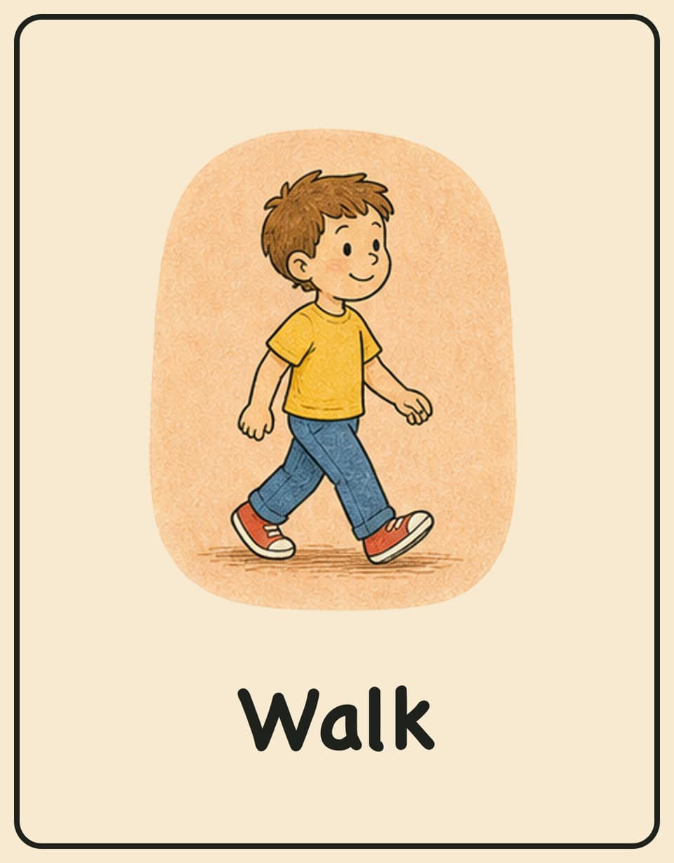 Printable walk charades card for kids