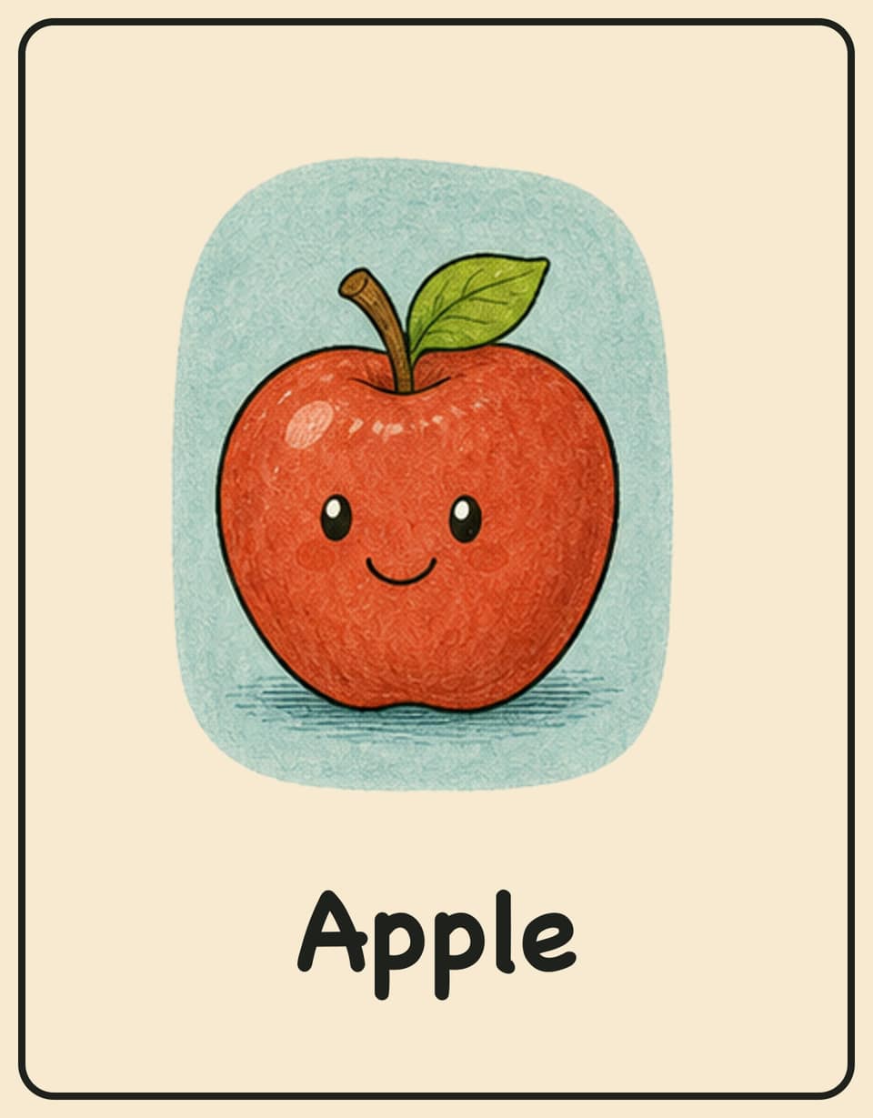 Printable apple charades card for kids