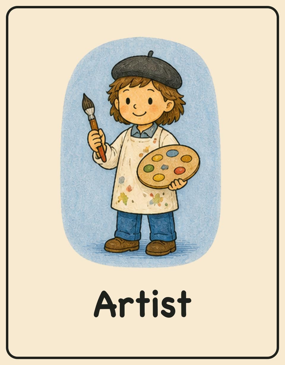 Printable artist charades card for kids
