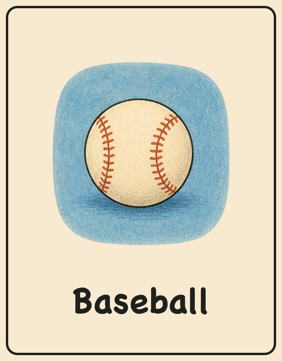 Printable baseball charades card for kids